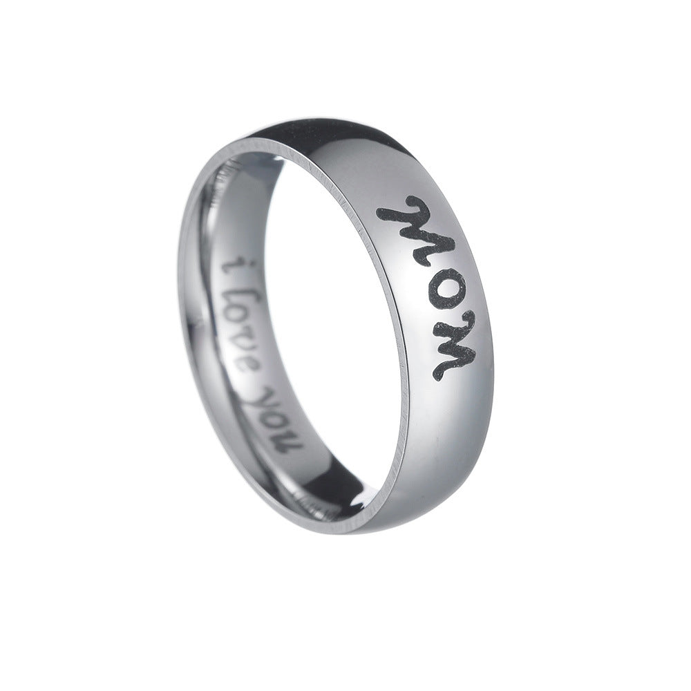Family Love Steel Ring for Men - Dad Mom I Love You - Size 6-13 - Planderful Collection