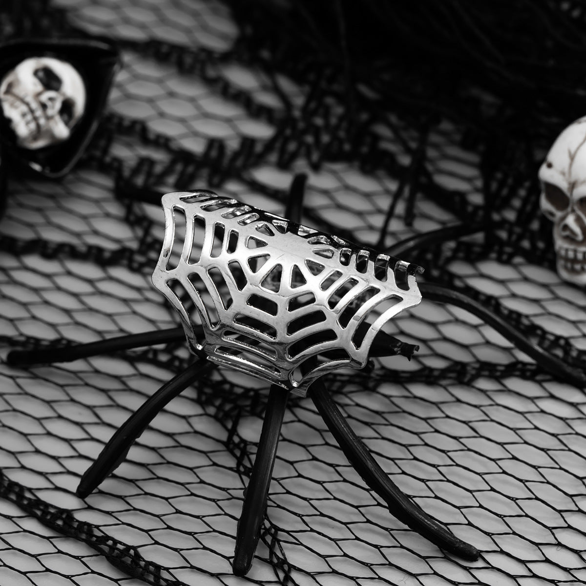 Gothic Ear Clip Earrings Bone Clip By Planderful Vienna Verve Halloween Spider Web Punk Jewelry For Alternative Fashion