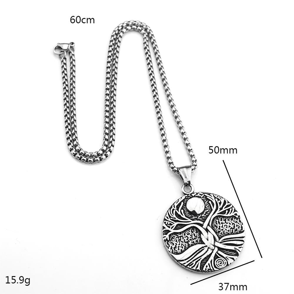 European And American Retro Men's And Women's Stainless Steel Viking Tree Of Life Pendant