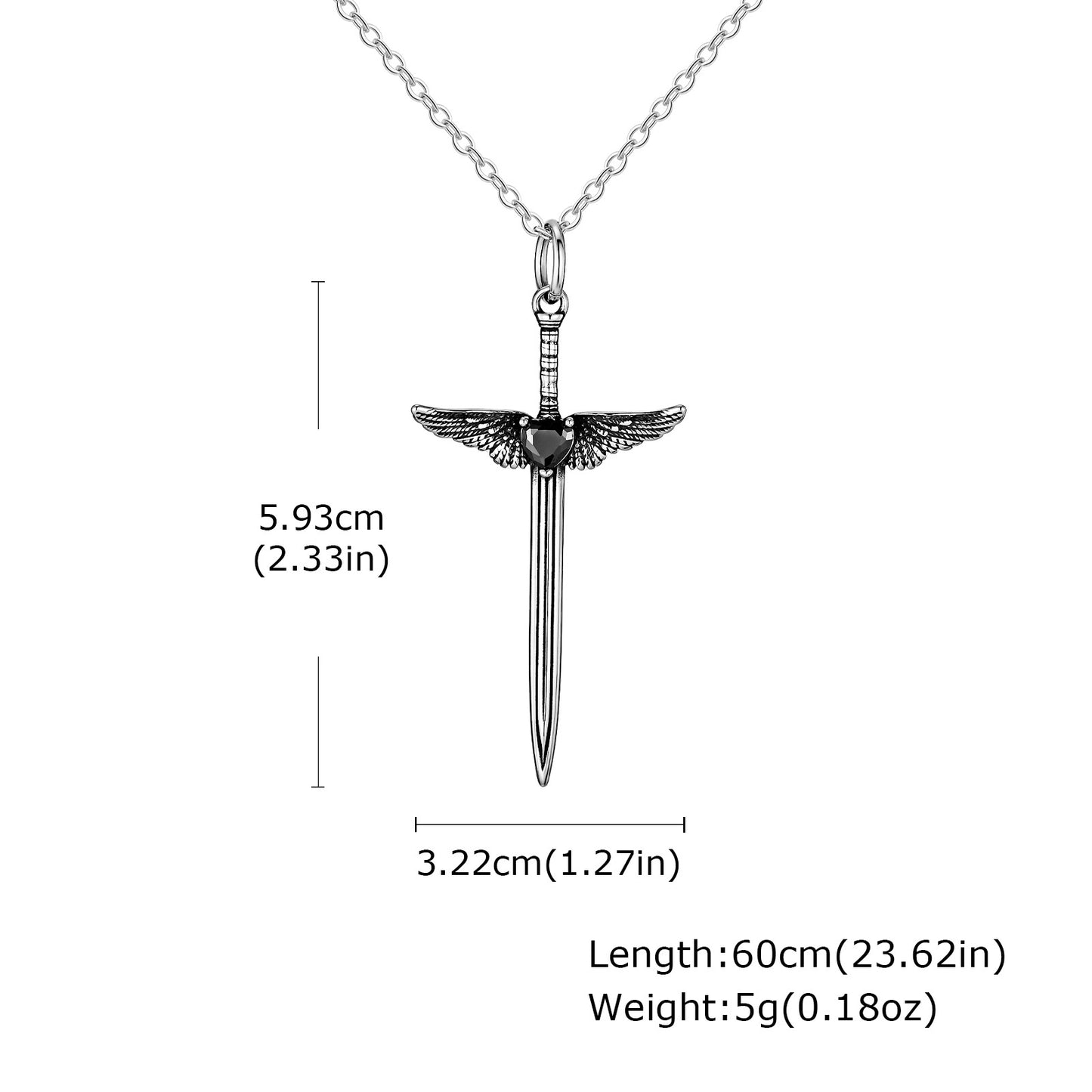 Planderful Stainless Steel Wings Pendant Men Diablo Zircon