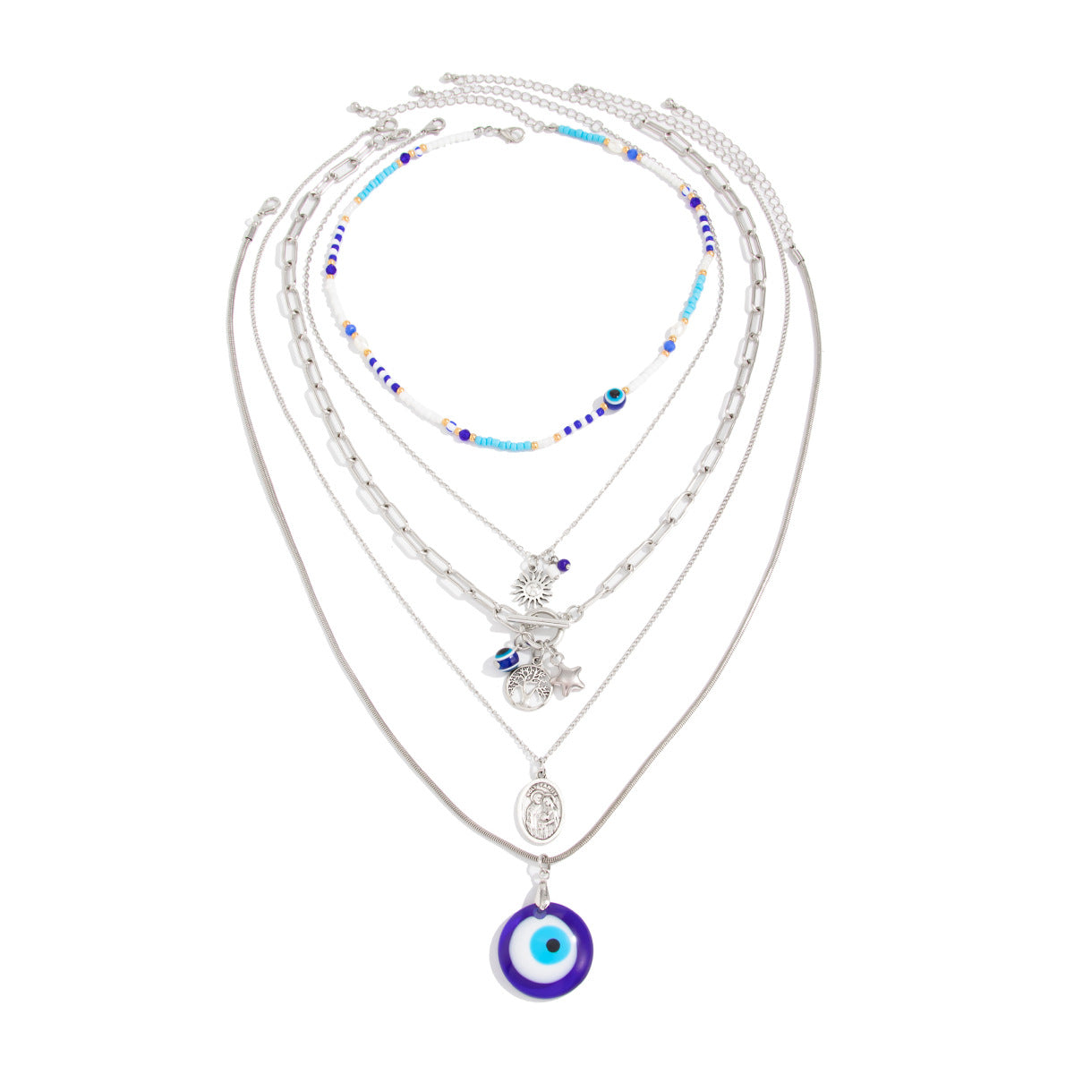 Evil Eye & Tree of Life Layered Necklace