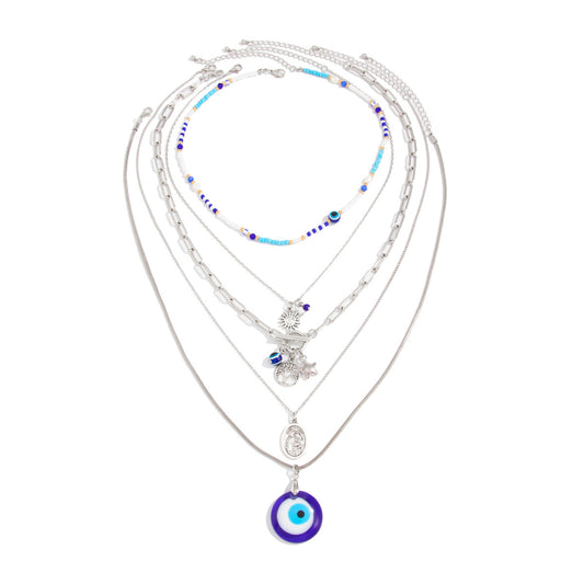 Evil Eye & Tree of Life Layered Necklace