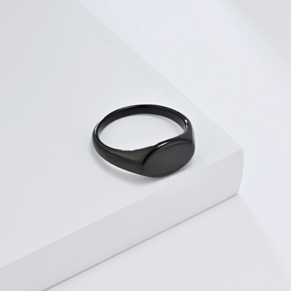 Planderful Everyday Genie Light-Sensitive Titanium Steel Ring For Women Minimal Oval Seal Jewelry Size 5-10