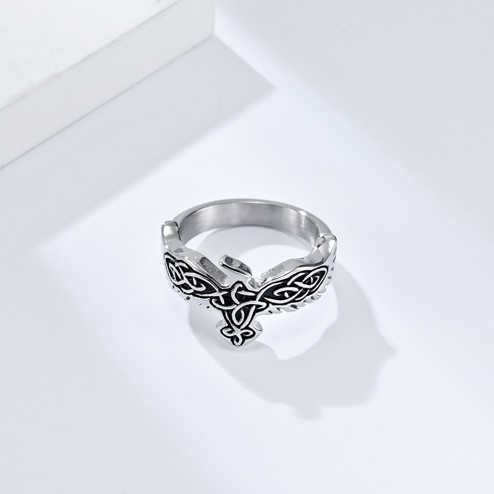 Planderful Celtic Eternal Knot Nordic Eagle Ring Durable Stainless Steel For Men Everyday Genie