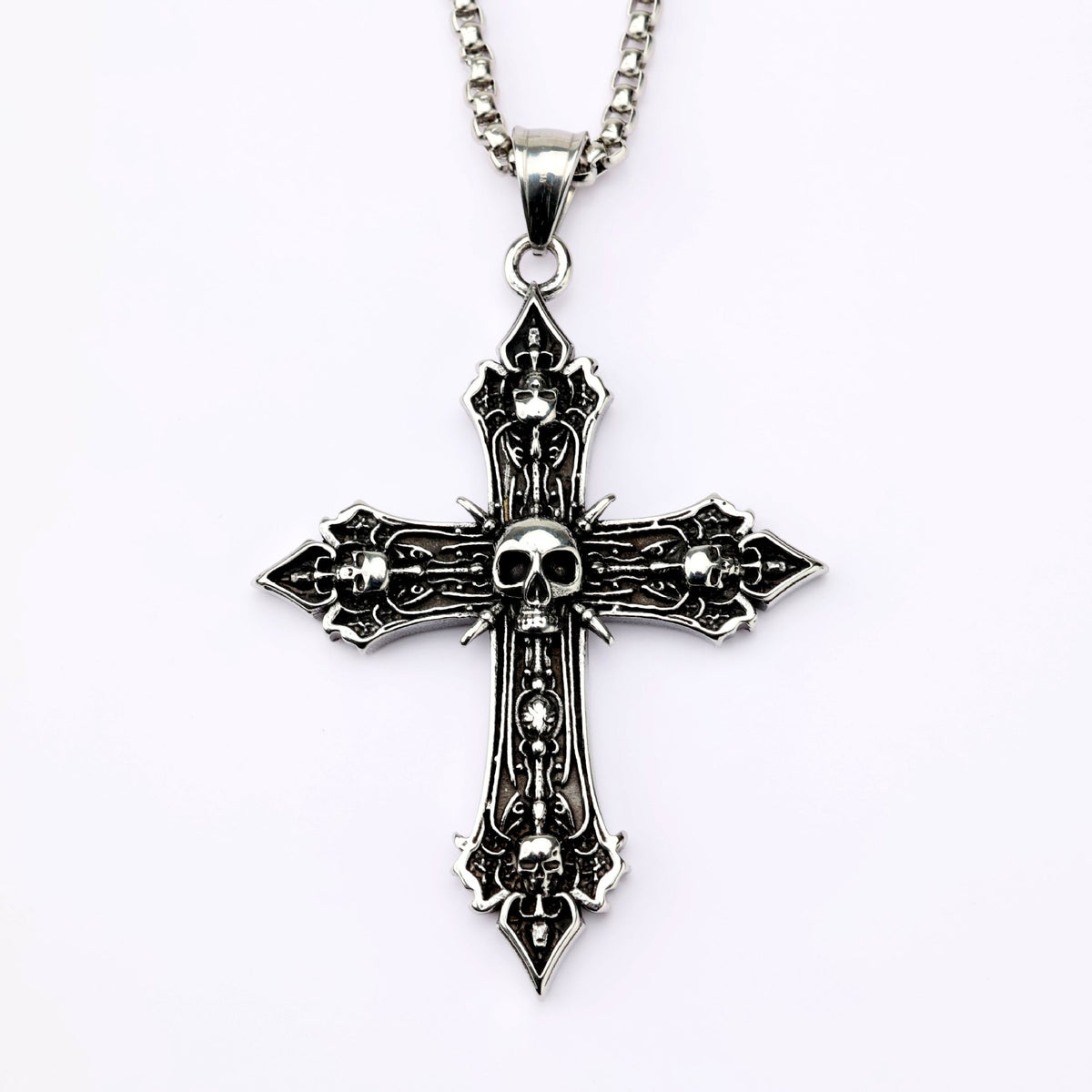 Punk Skull Cross Stainless Steel Men's Pendant Necklace