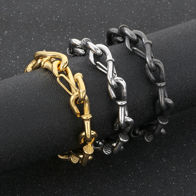 Planderful Everyday Genie Men Gold Plated Rivet Bracelet