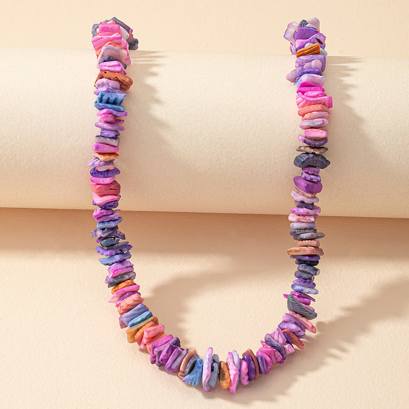 Seashell Vacation Necklace with Ethnic Handmade Charm