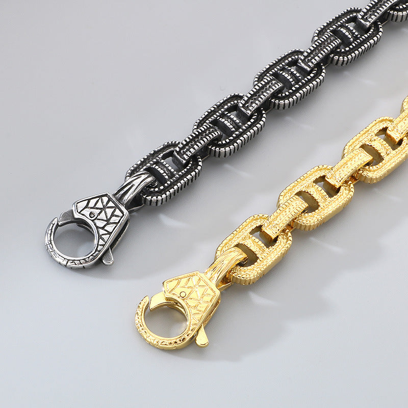 Planderful 12mm Chain Stainless Mens Punk Bracelet Bold