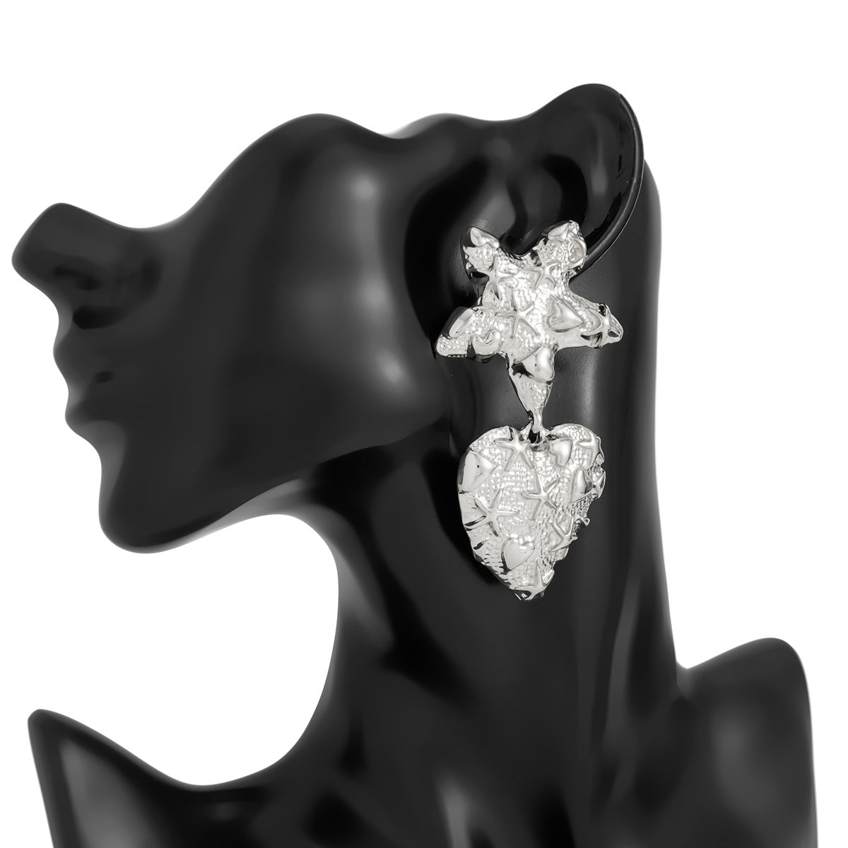 Planderful Vienna Verve Liquid Lava Stud Earrings For Women Retro Heart Star Pleated Design Statement Jewelry