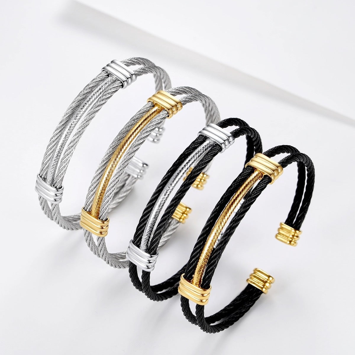Planderful Everyday Genie 10MM Stainless Steel Braided Bracelet For Men And Women Unisex Durable Two Color Electroplated