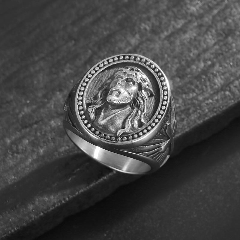 Hip Hop Ring Planderful Everyday Genie Titanium Steel Gold Plated Jesus Cross Mens Ring Size 7 to 13
