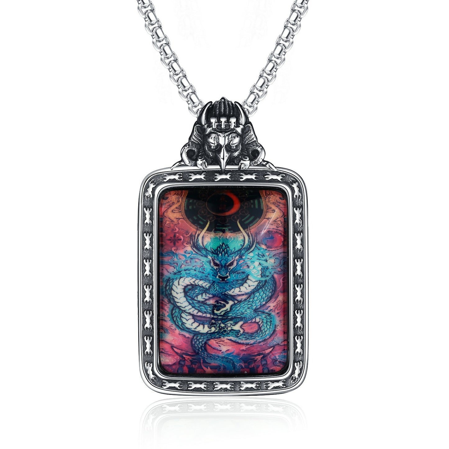 Steel Necklace – Elegant Thangka Zodiac Guardian God Of Wealth Carving, Planderful