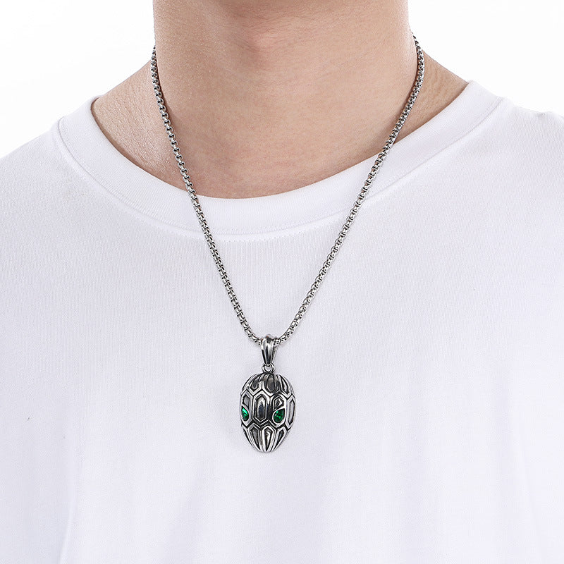 Planderful Zodiac Snake Pendant Vintage Stainless Steel Men