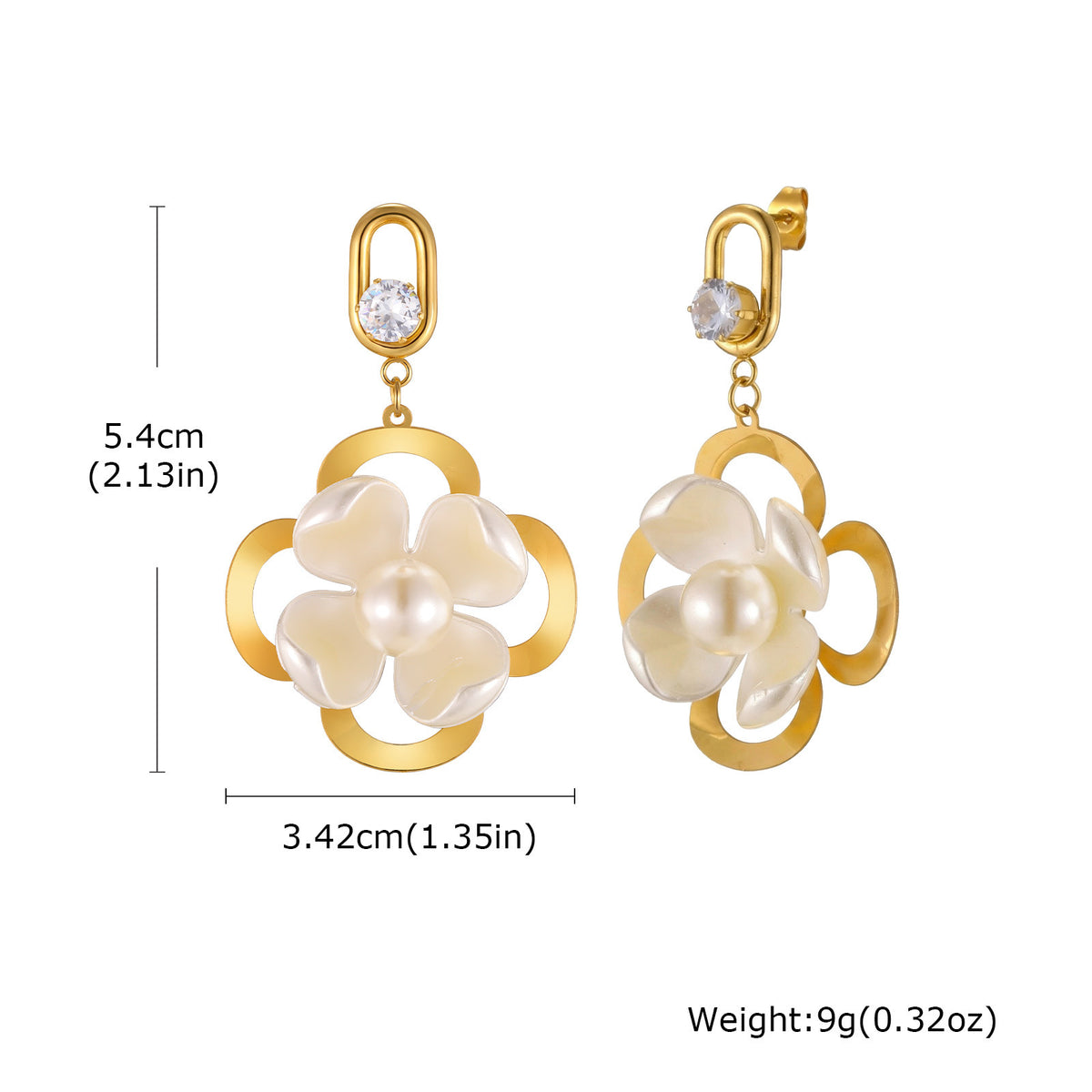 Gold-Tone Butterfly Pearl Chain Tassel Earrings