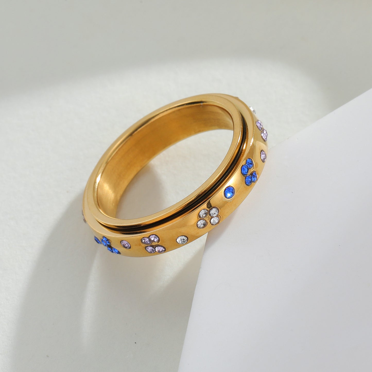Planderful Rotatable Titanium Zircon Decompression Ring for Women Unisex Everyday Genie Collection