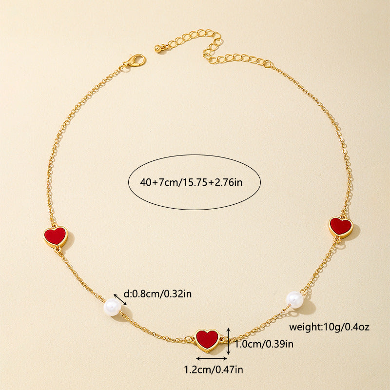 Planderful Vienna Verve Necklace – Elegant Metal Design with Red Love Pearls