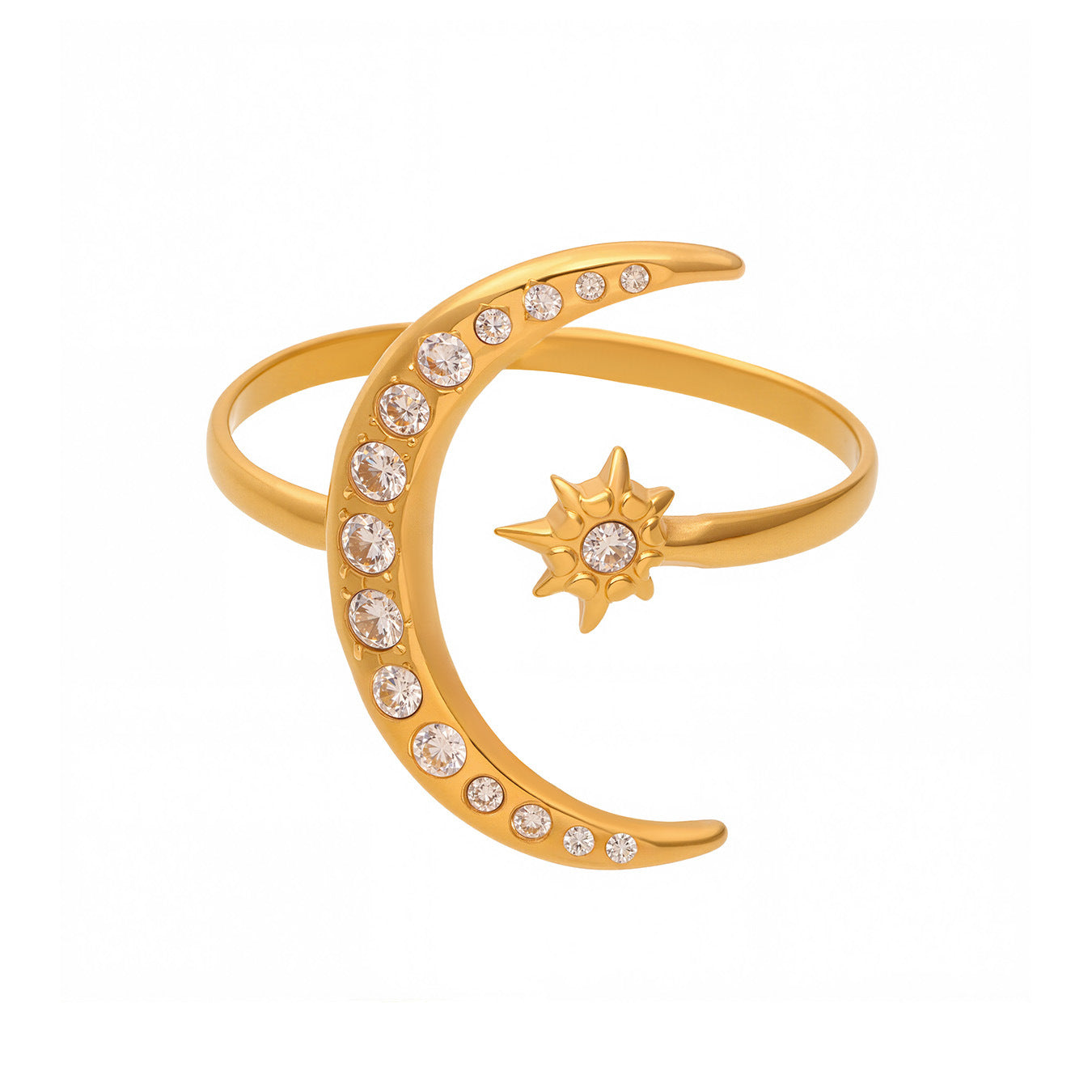 Planderful Everyday Genie Zircon Star Moon Ring For Women