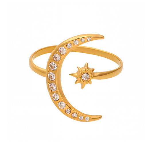 Planderful Everyday Genie Zircon Star Moon Ring For Women