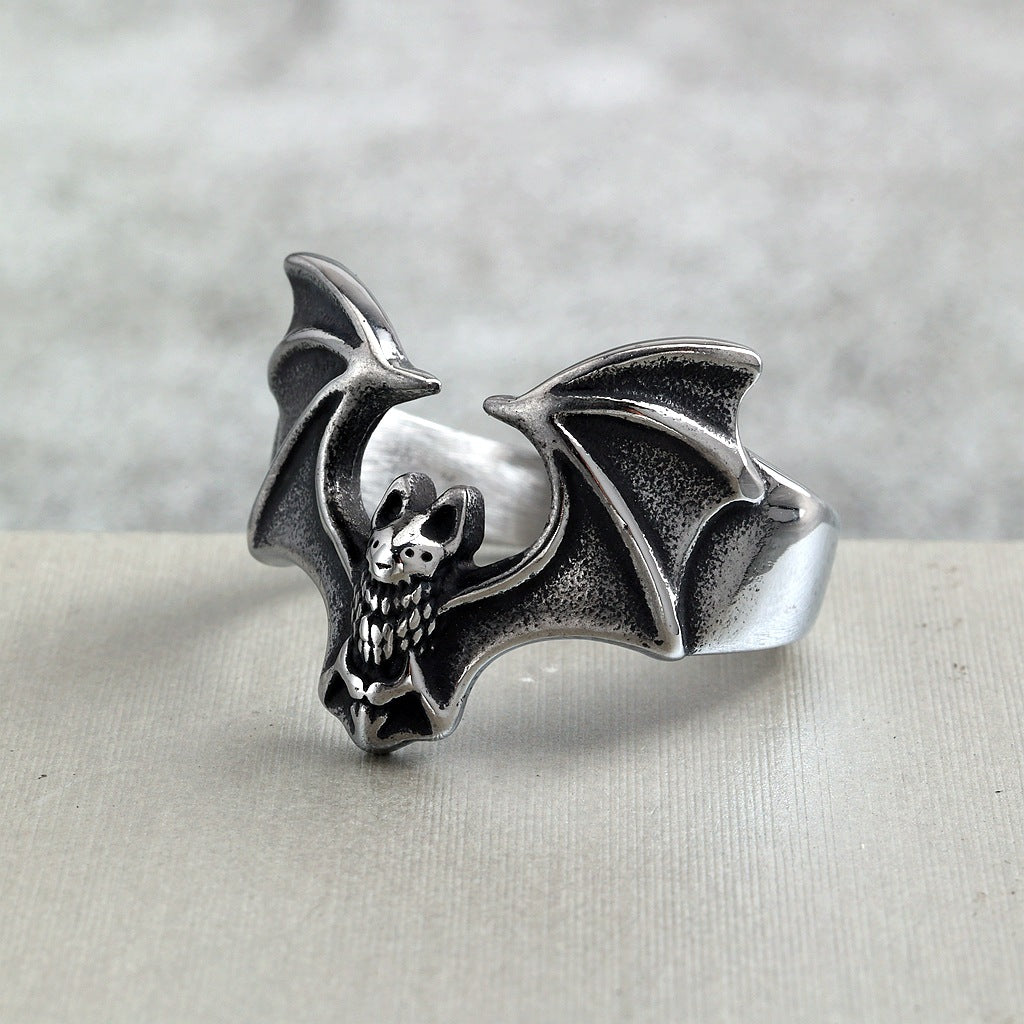 Vintage Bat Stainless Steel Men's Ring