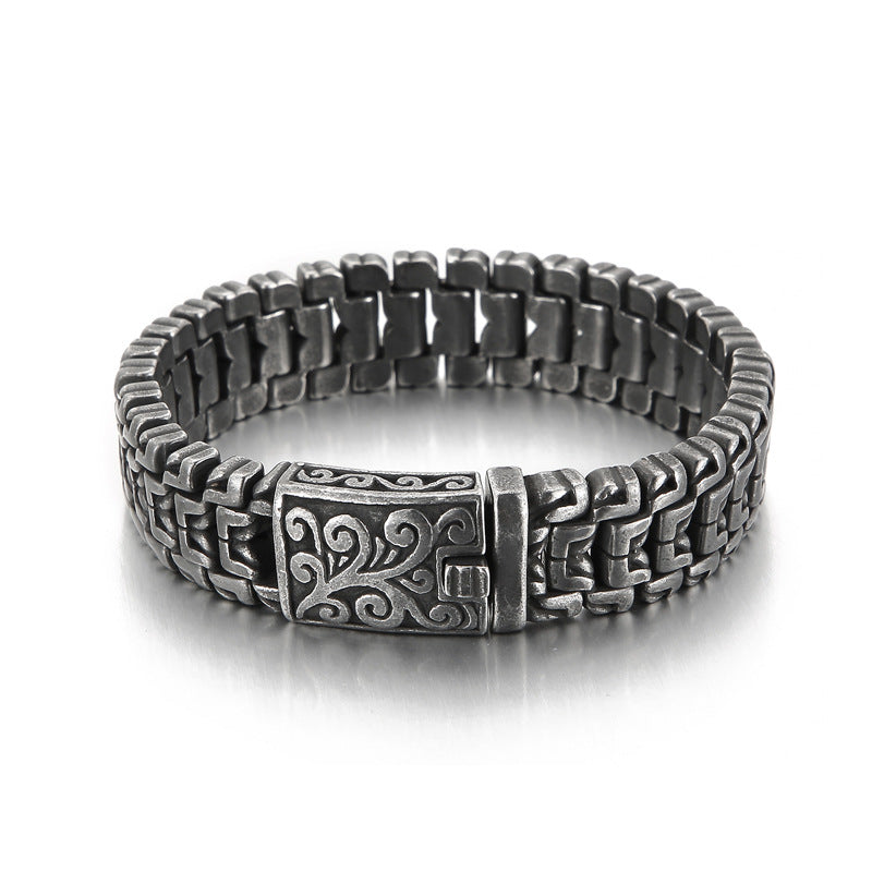 In Europe & The United States – Hip-Hop Flower Men's Titanium Steel Bracelet