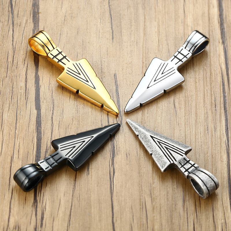 Spearhead Pendant Hip-Hop Wind Titanium Steel Necklace Men's Titanium Steel Pendant