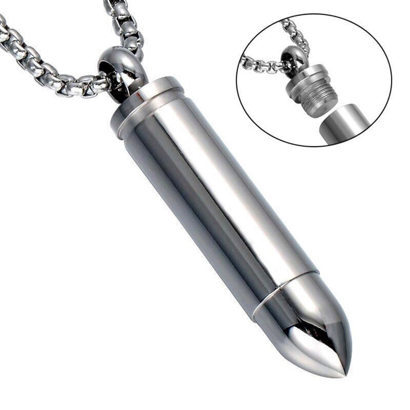 1. Planderful Stainless Steel Bullet Pendant Necklace Unisex Hip Hop Style Jewelry Gift