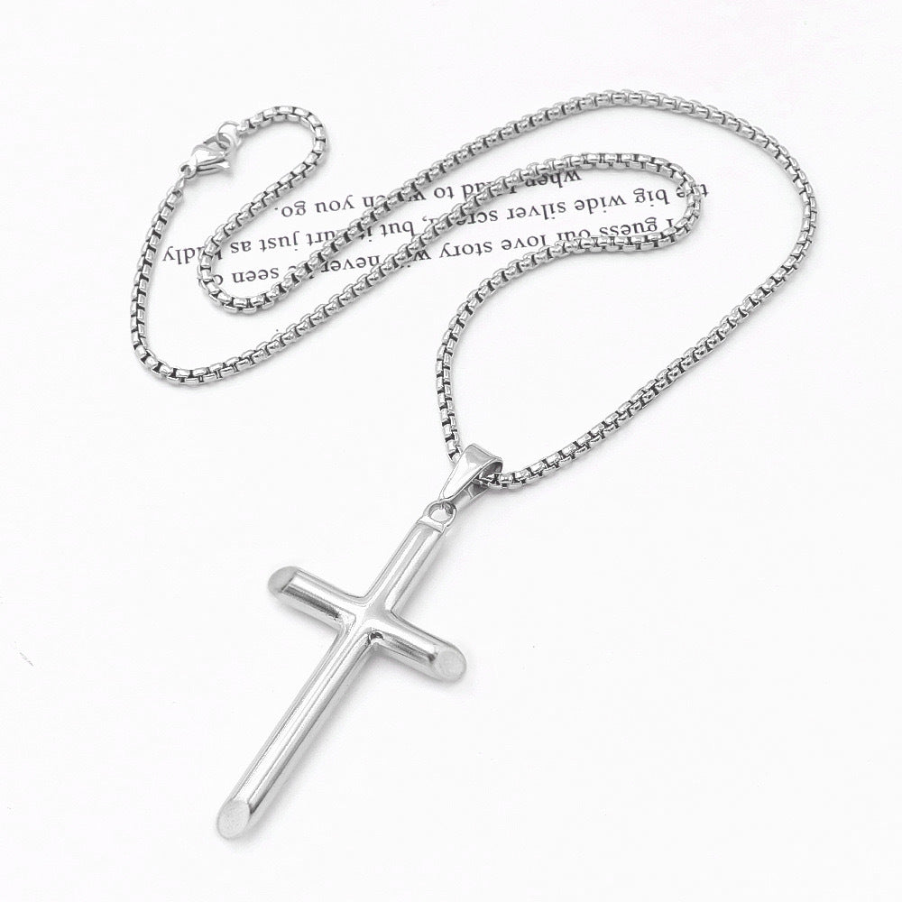 Planderful Everyday Genie Stainless Steel Cross Pendant Necklace For Men Hip Hop Trendy Durable Bold