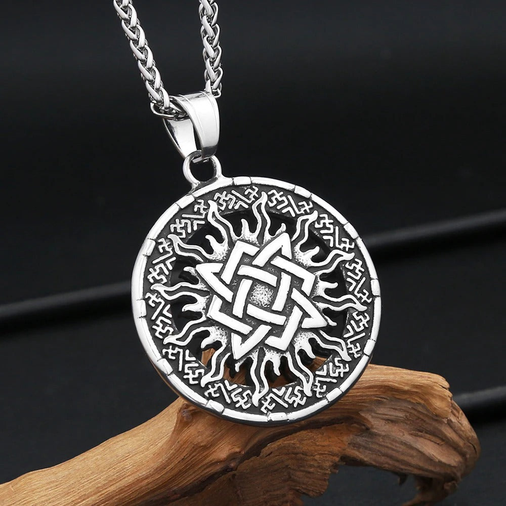 Vintage Viking Sun Stainless Steel Men's Pendant Necklace