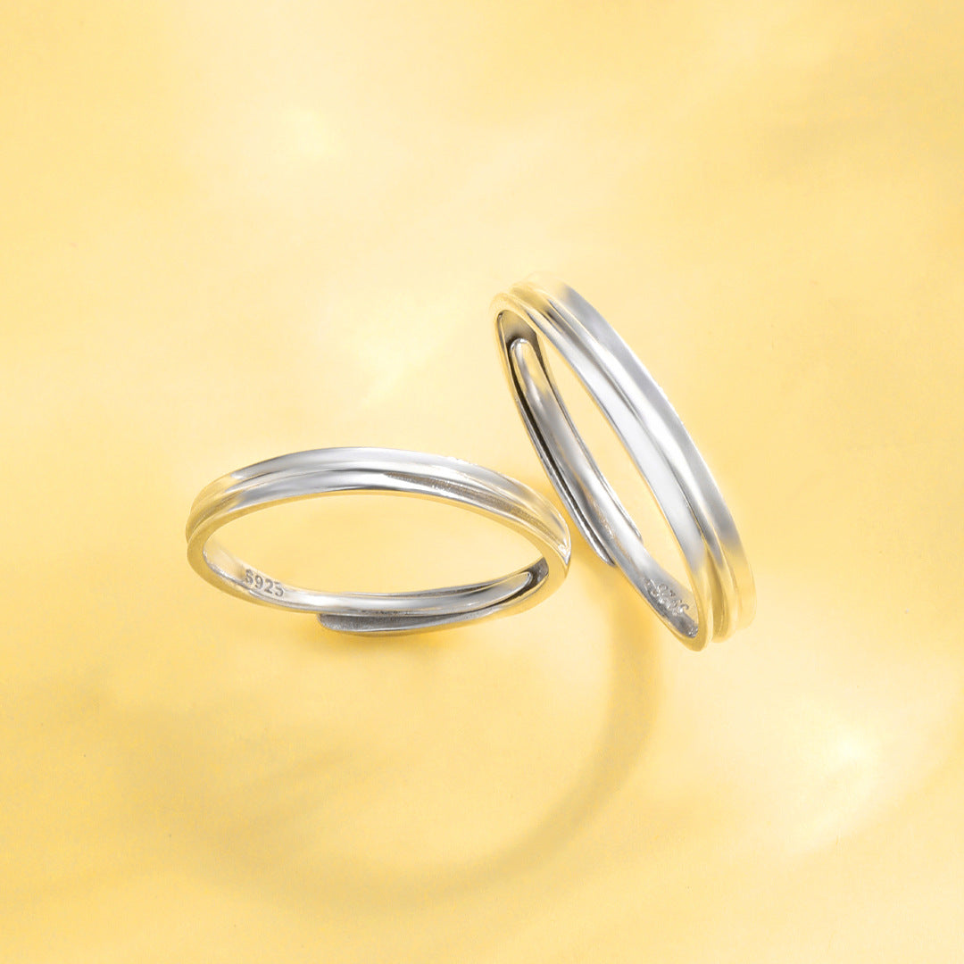 Planderful Everyday Genie – S925 Sterling Silver Couple Rings for Men and Women Simple Light Luxury