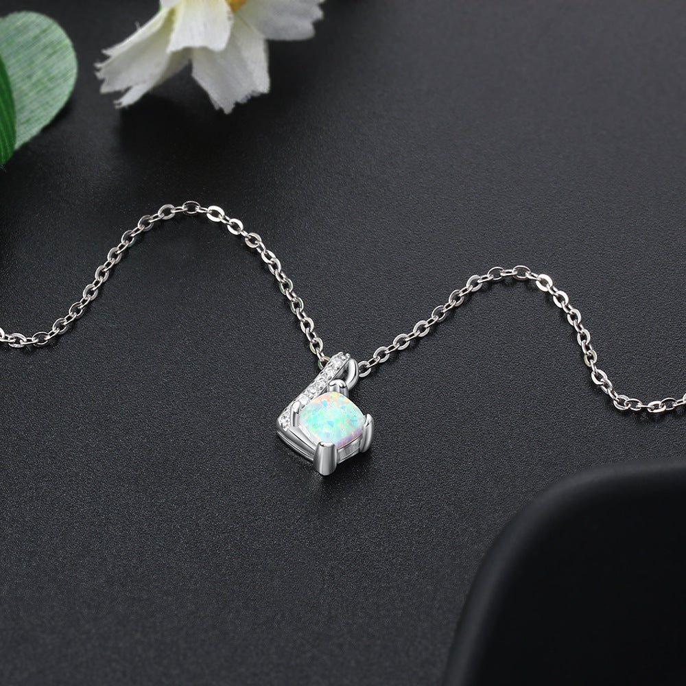 Planderful Jewelry Opal Necklace In Sterling Silver For Everyday Wear Korean Style