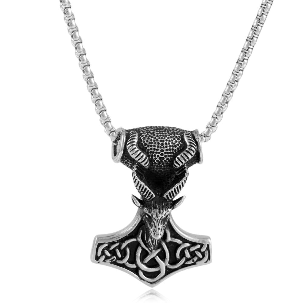 European And American Stainless Steel Antelope Pendant Necklace