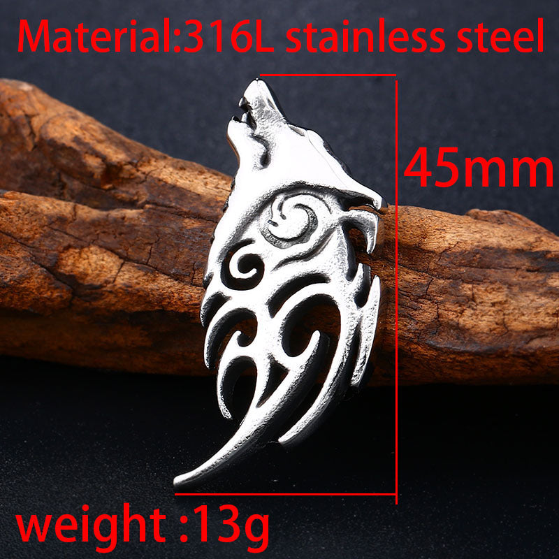 Nordic Viking Wolf Head Pendant - Creative Titanium Steel Jewelry for Men