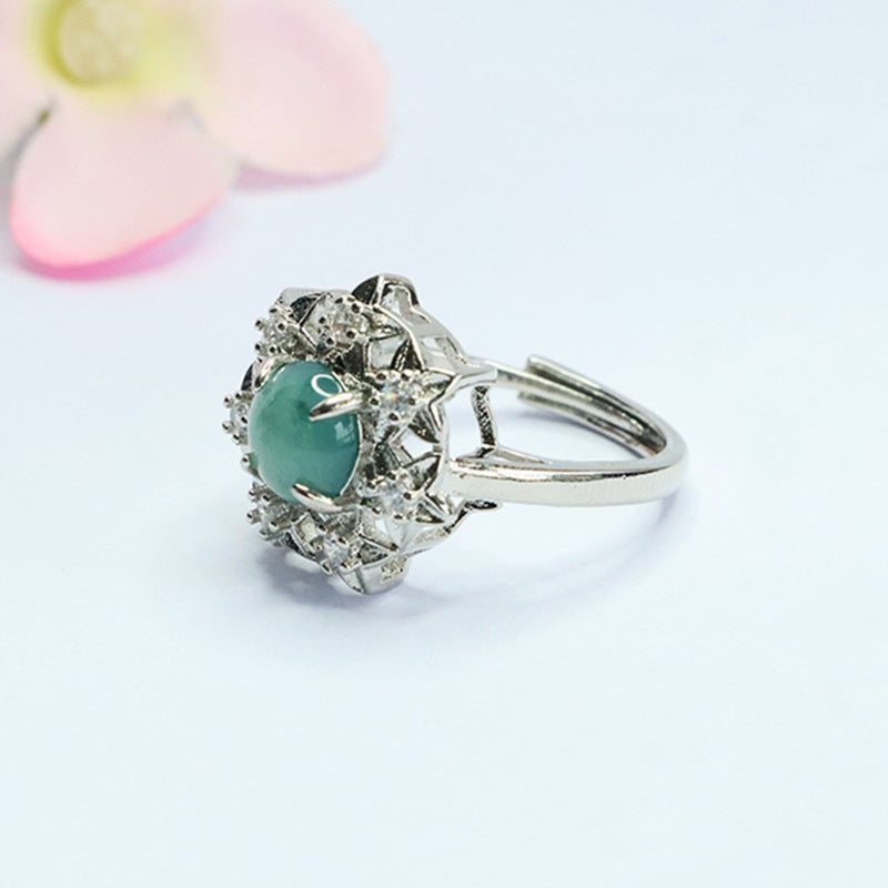 Blue-Water Jadeite Vine Ring