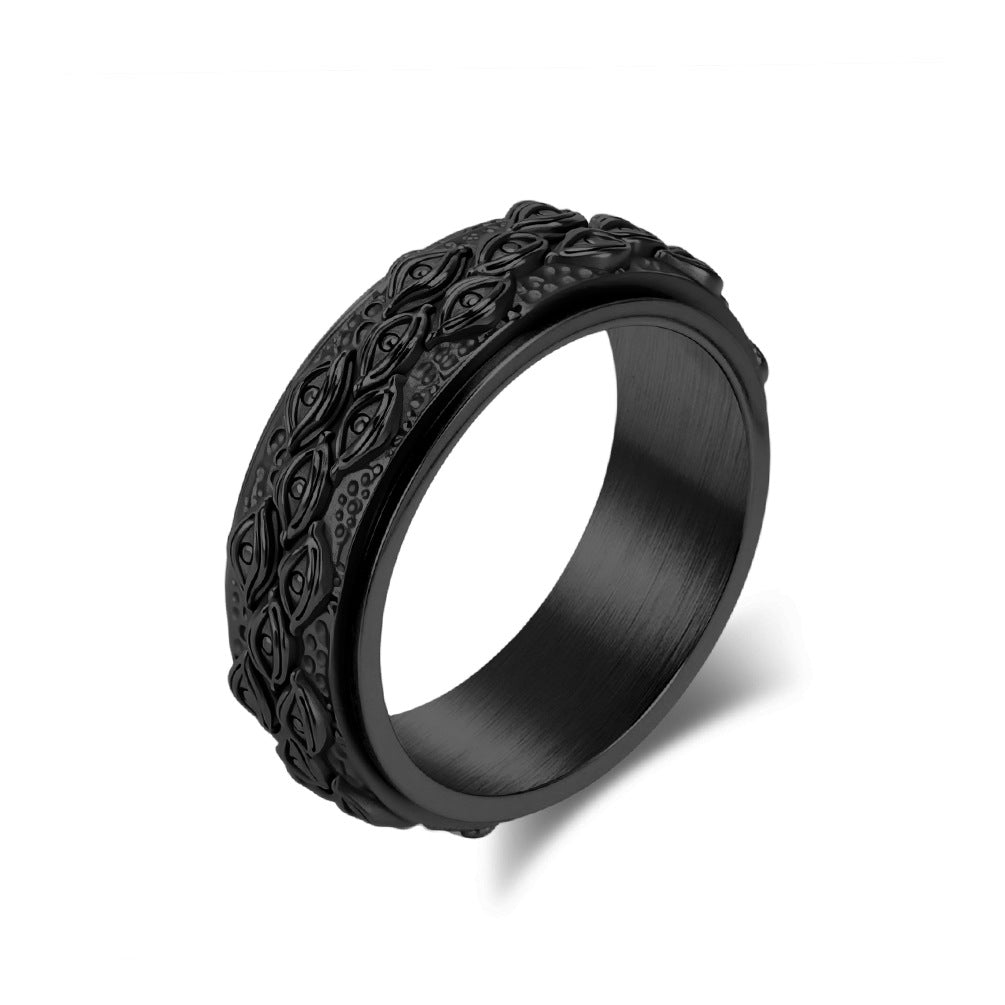 Planderful Rotating Devil Eye Ring For Men Stainless Steel Niche Fashion Accessory