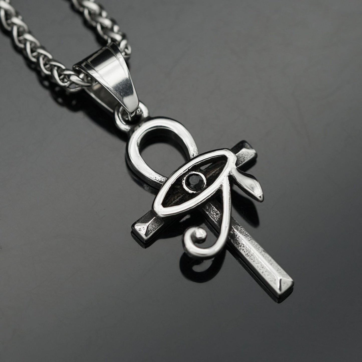 Steel Necklace - Vintage Eye Of Horus Pendant