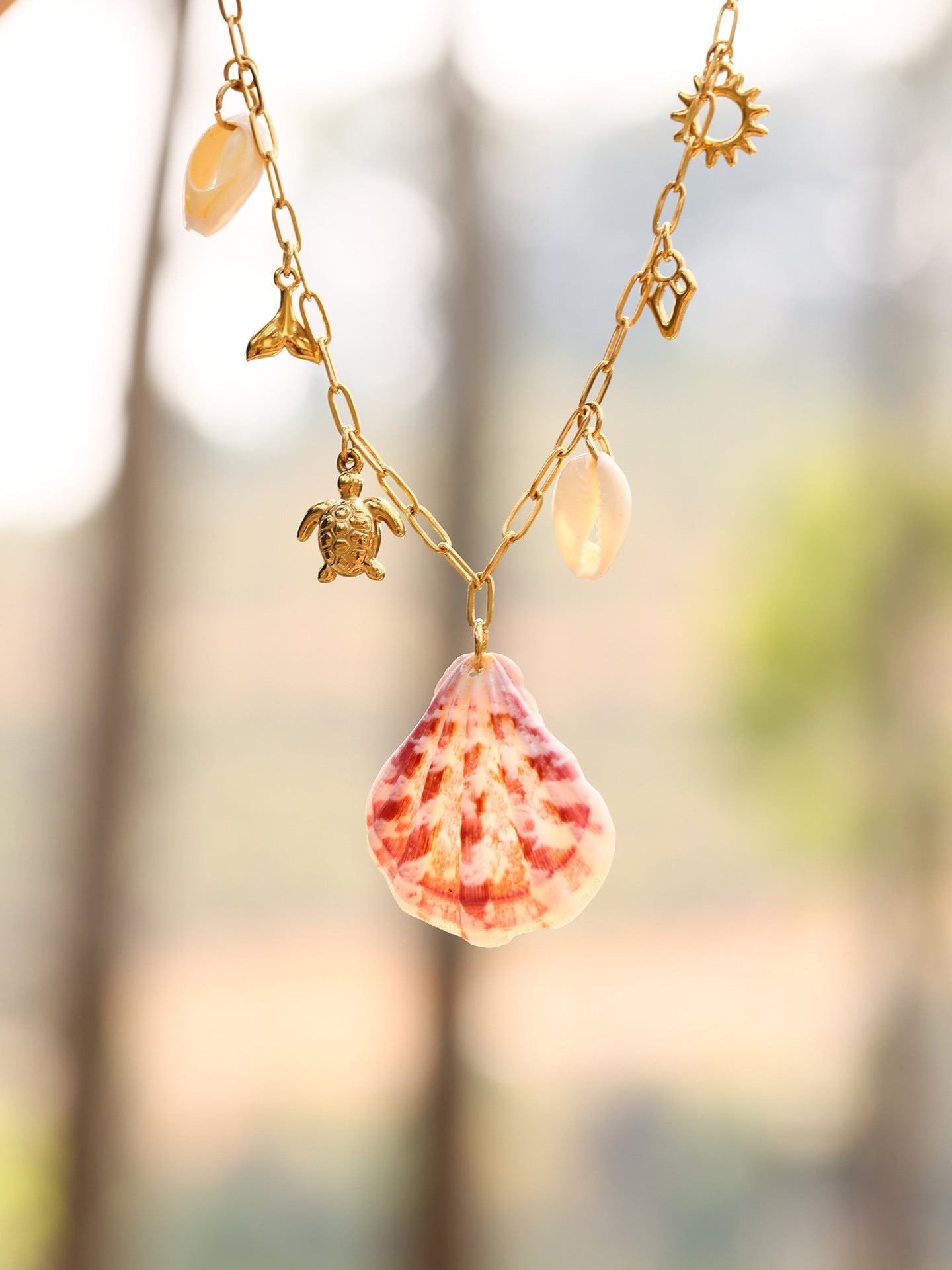 Planderful Natural Shell Turtle Necklace Ocean Series Women