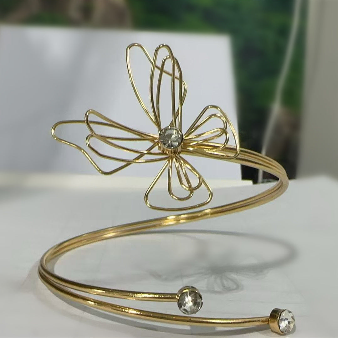 Planderful Savanna Rhythms Bracelet Set – Exaggerated Metal Design with Zircon Encrusted Detail