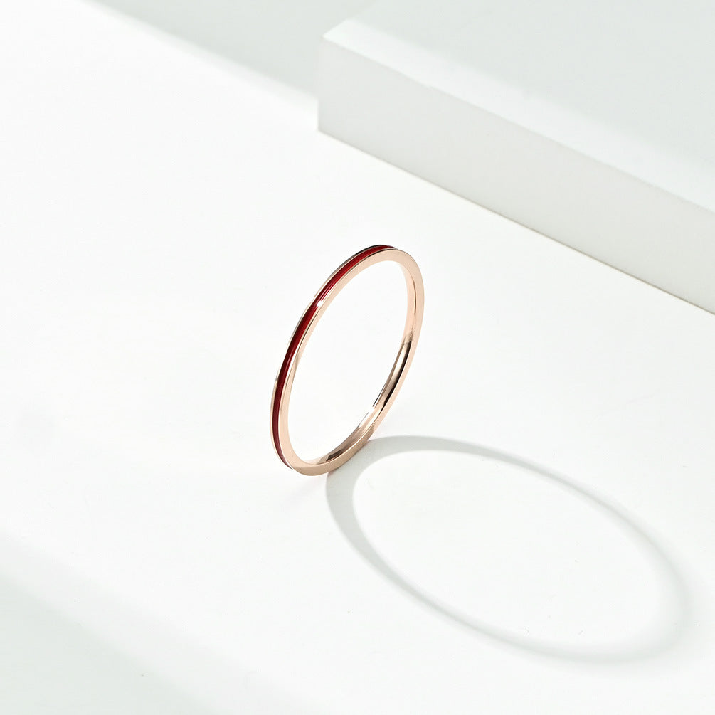 Sources 1mm Rose Gold Enamel Can Be Stacked Women's Stainless Steel Ring Drop
