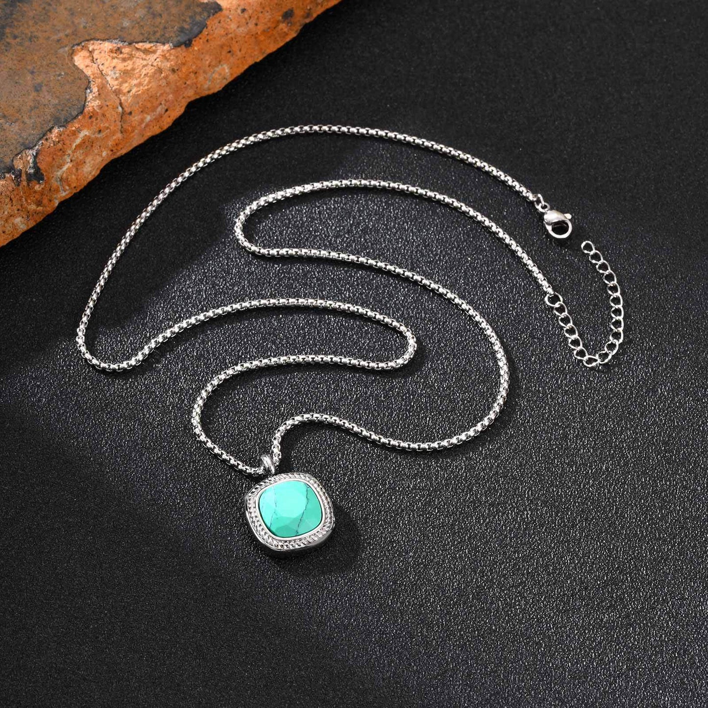 Planderful Titanium Steel Square Pendant for Men Versatile