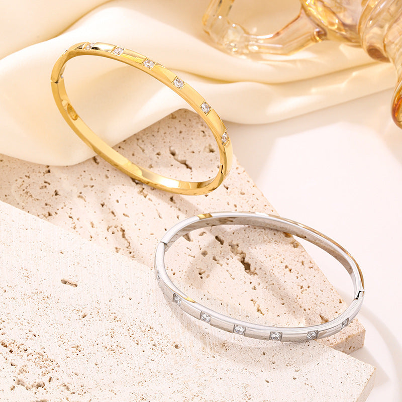 Planderful Jewelry Stainless Steel Zircon Bracelet