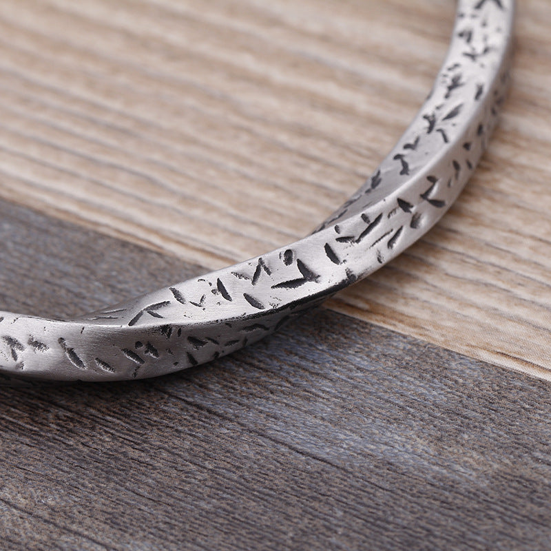 Opening C Pattern Titanium Steel Men's Bracelet