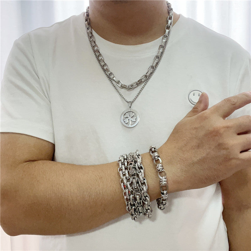 New Jewelry Titanium Steel Four-Leaf Clover Pendant Necklace