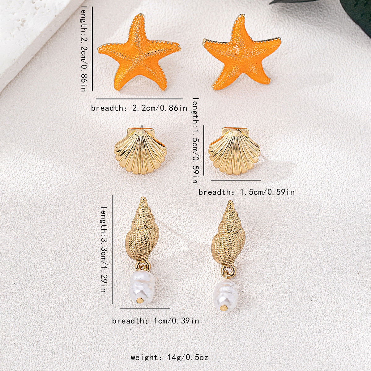 Planderful Vienna Verve Ocean Beach Earrings Set – Charming Starfish and Shell Designs