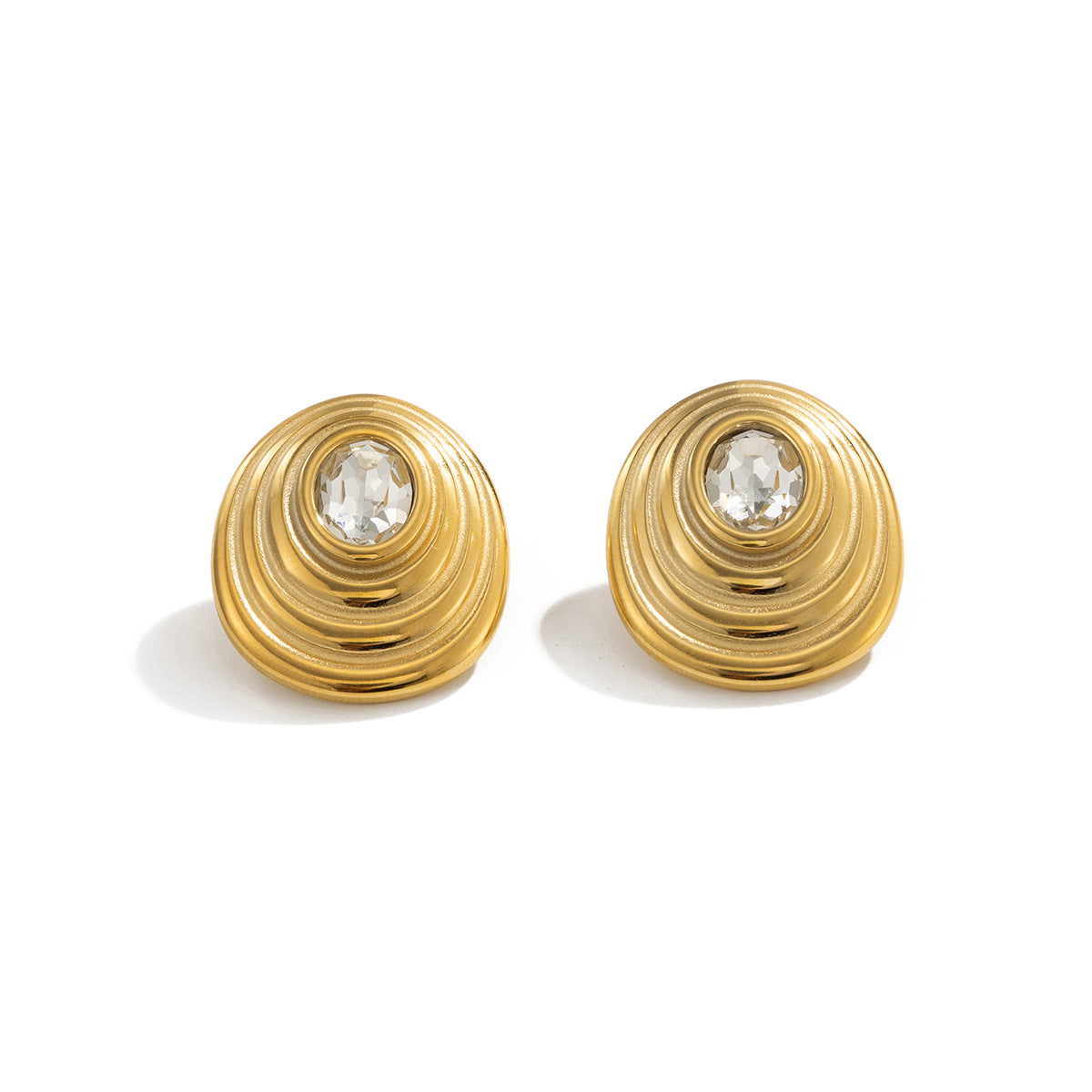 Stainless Steel Stud Earrings For Women By Planderful Vienna Verve Geometric Retro Texture Statement