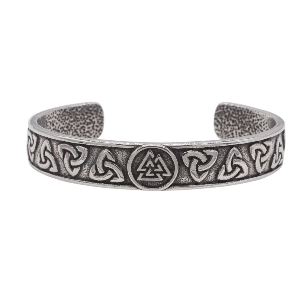 Planderful Viking Durable Titanium Steel Bracelet For Men And Unisex Open Cuff With Retro Protection