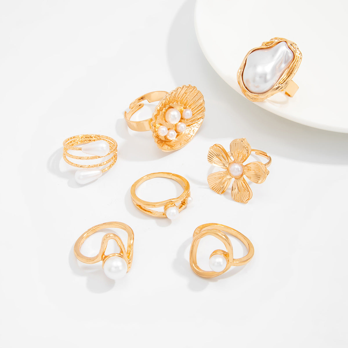 Planderful Vienna Verve Baroque Pearl Ring Open Ring Set For Elegant Women Jewelry Statement