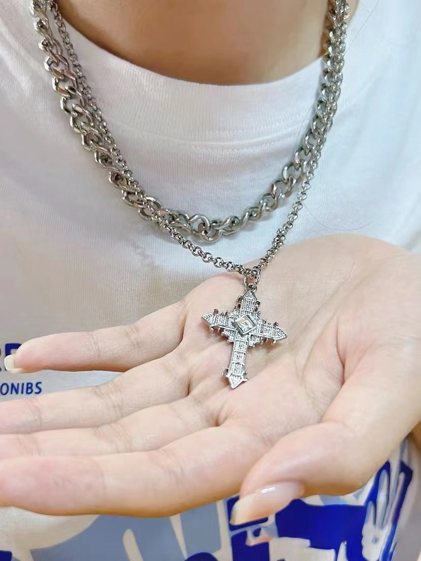 Planderful Jewelry Cross Necklace Titanium Steel