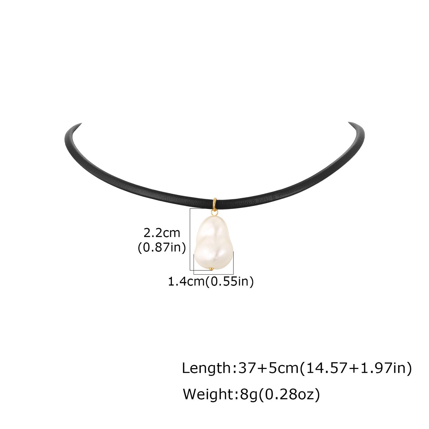 Summer Leather Rope Stainless Steel Imitation Pearl Pendant Leather Women's Premium Necklace