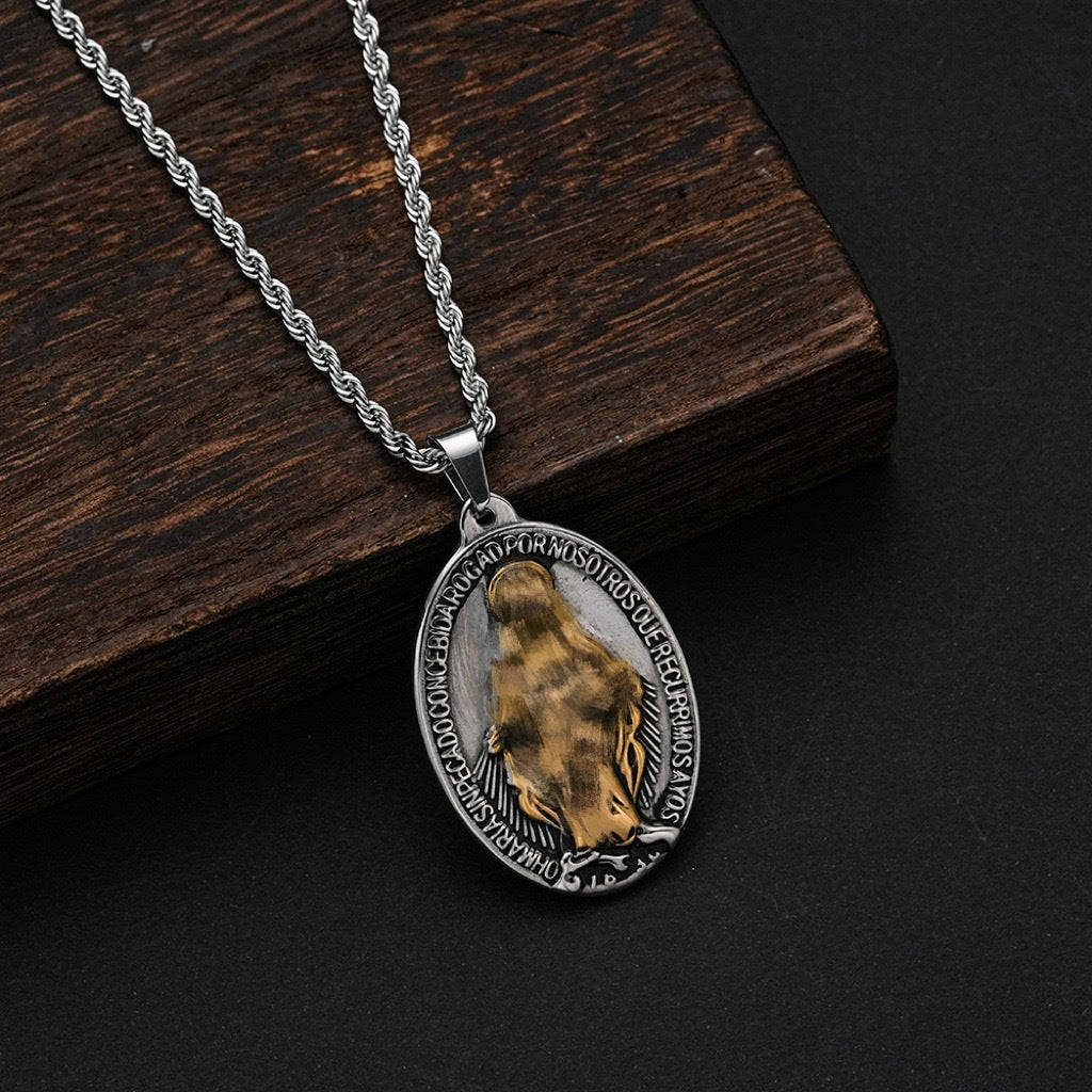 Totem Santa Maria stainless steel vintage jewelry European and American men's and women's titanium steel necklace hip-hop jewelry