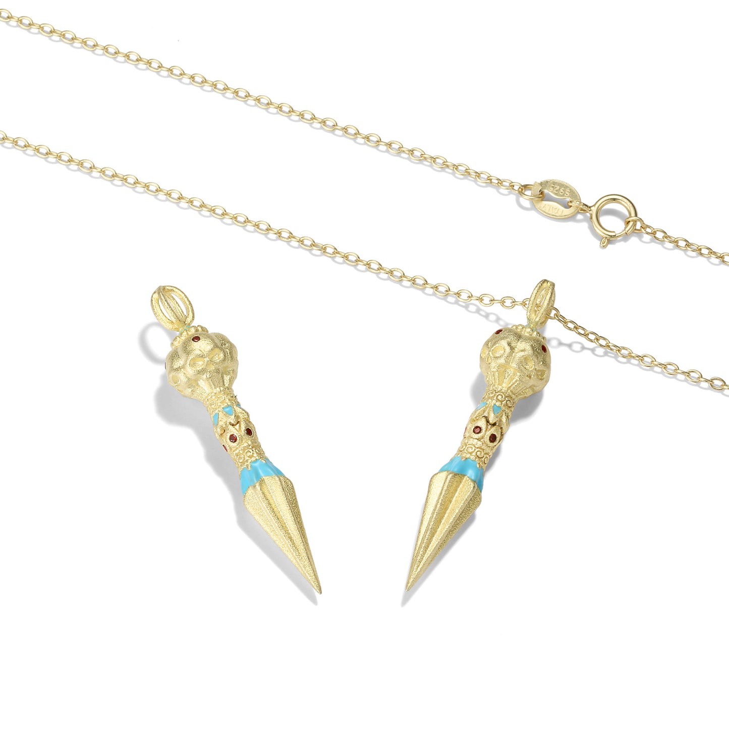 Halloween Skull Face Vajra Pestle Spearhead Silver Necklace